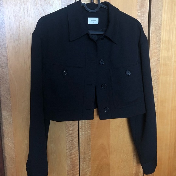 Aritzia Wilfred Black Cropped button up jacket - Picture 3 of 6